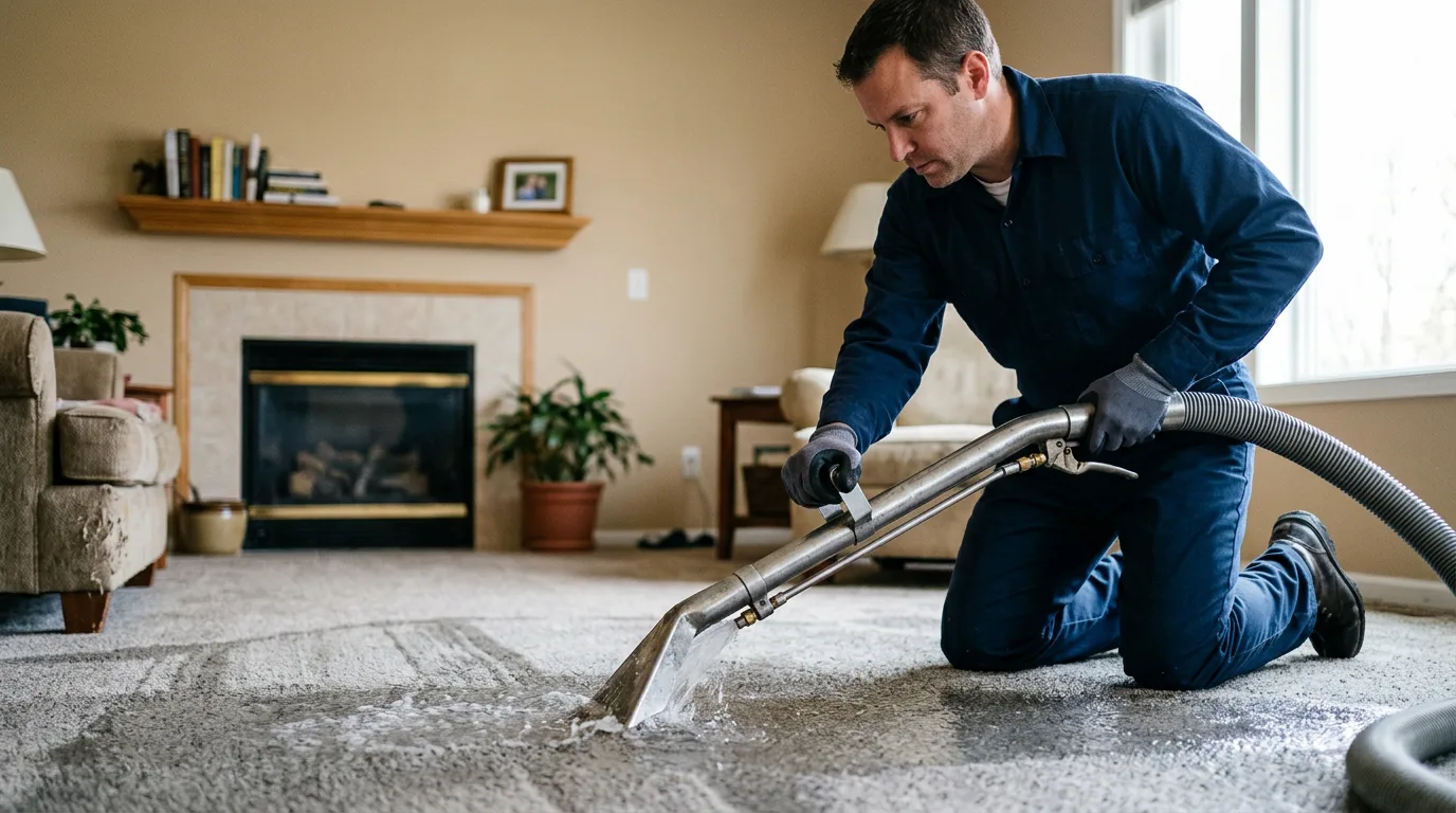 Water damage restoration technician working near Livingston, TN